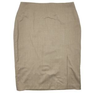 Talbots Skirt Women's 10 Petite Beige Pencil Side Slit Wool Stretch Academia